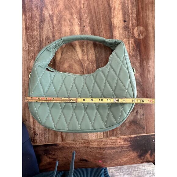 Anna Paola Women's Green Quilted Soft Vegan Leather Tiny Shoulder Bag Size OS - Picture 2 of 9